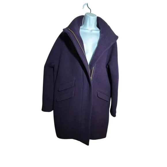 J Crew purple Wool Cocoon Coat Stadium Cloth Nello Gori Italian Womens size 16 - Picture 9 of 9